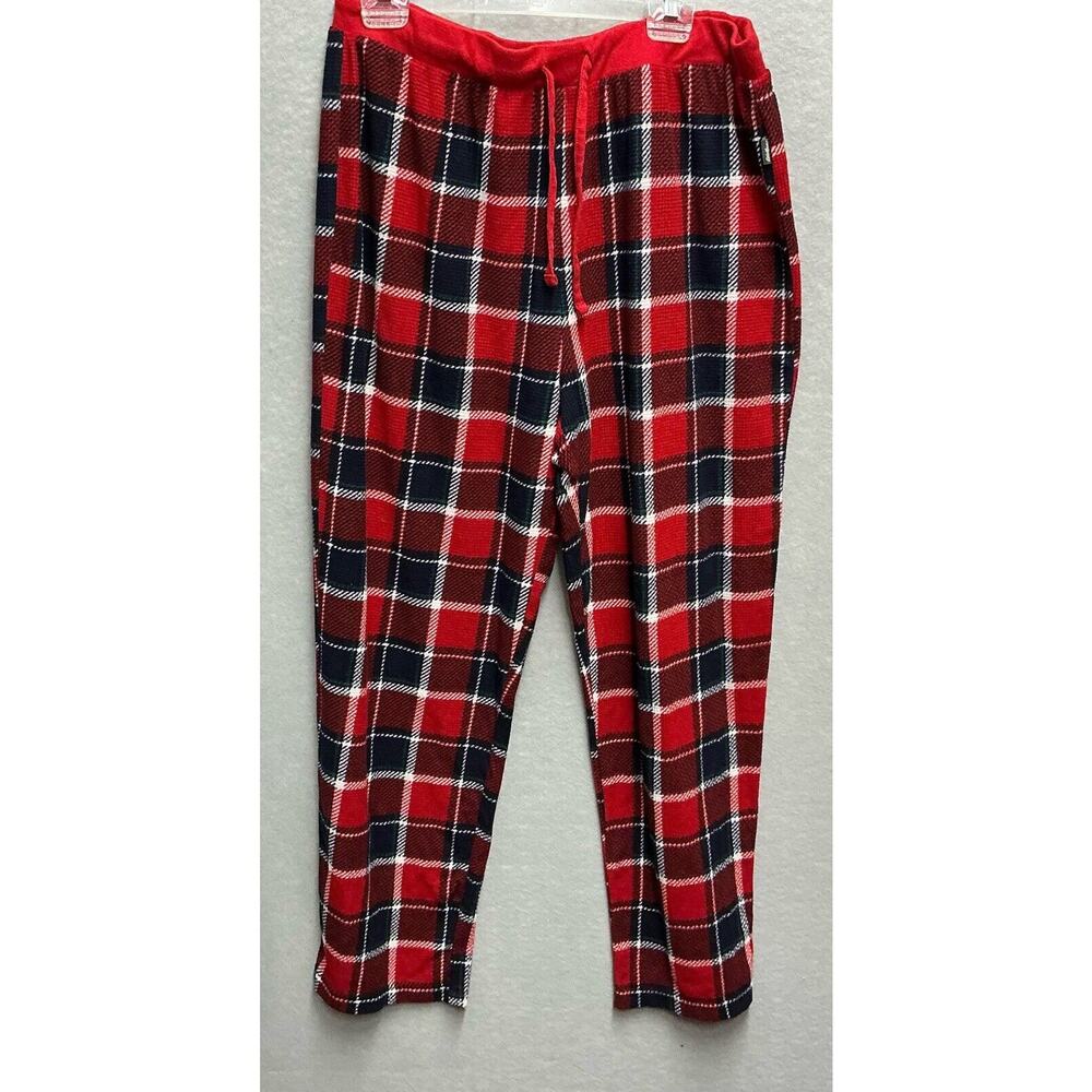 Eddie Bauer Mens Sleepwear XL  Red Multi Color  Plaid Lounge Pants Draw Chord